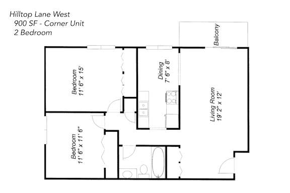 Floor Plan  Two Bedroom Corner