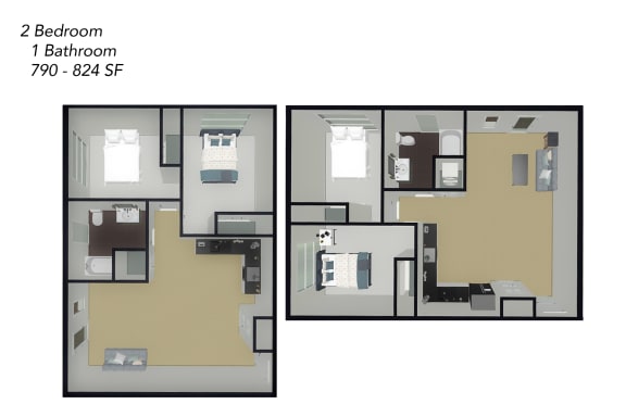 Floor Plan  2 Bedroom, 1 Bathroom