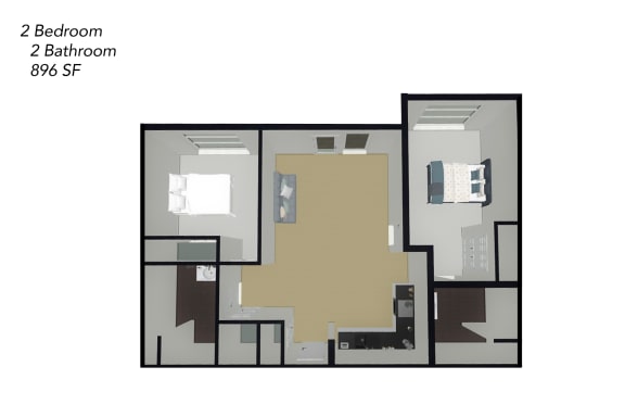 Floor Plan  2 Bedroom, 2 Bathroom