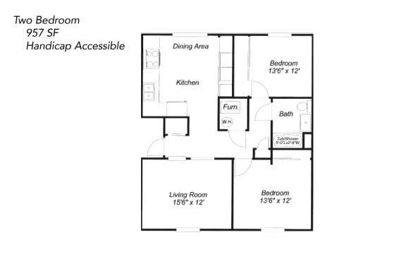Floor Plan  Two Bedroom - Handicap Accessible