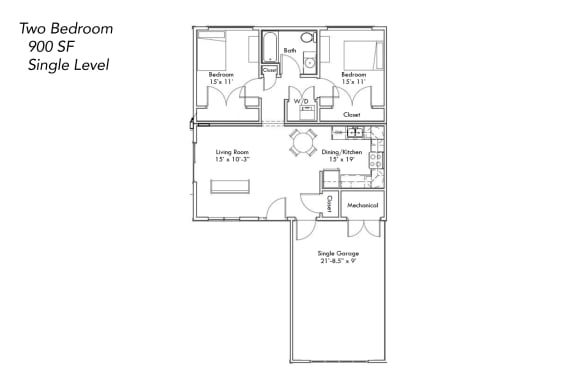Floor Plan  Two Bedroom - Tax Credit