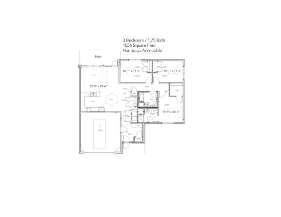 Floor Plan  Three Bedroom - Handicap
