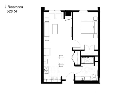 Floor Plan  a floor plan of a home with a bedroom and a living room