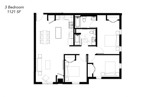 Floor Plan  a floor plan of a home with a bedroom and a living room