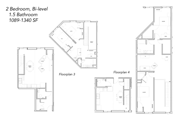 Floor Plan  2 BR, 1.5 BA, BiLevel, Sibley Pk