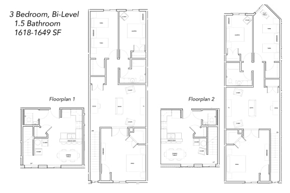 Floor Plan  3 BR BiLevel, Sibley Pk