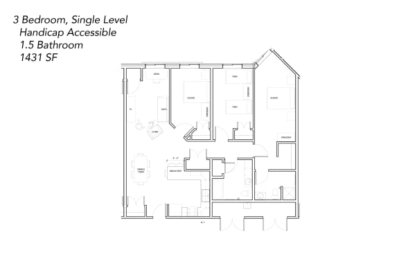 Floor Plan  3 BR, Single Lev, Handicap, Sibley Pk