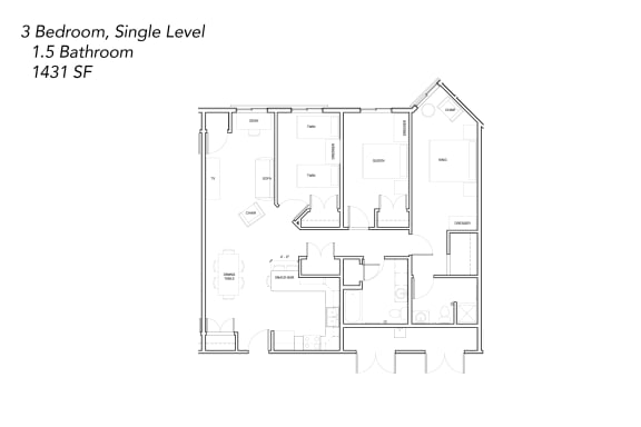 Floor Plan  3 BR, Single Level, Sibley Pk