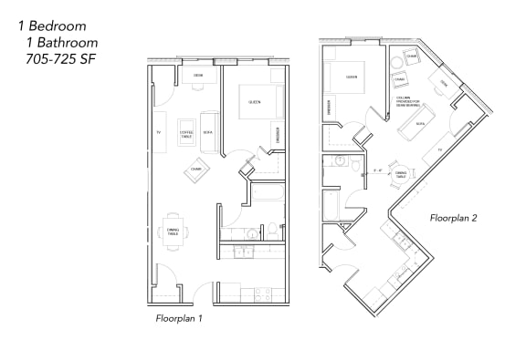 Floor Plan  1 BR, 1 BA, Sibley Park
