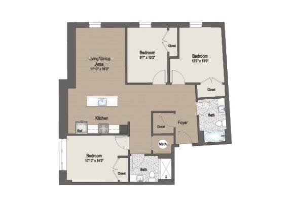 Floor Plan  Image of the 112 Floor Plan | Terraces at Arlington View | Affordable Arlington, VA Apartments