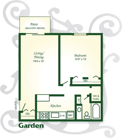 Floor Plan  floor plan of a garden apartment with a terrace