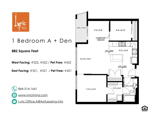 Floor Plan  a floor plan of 1 bedroom a + den