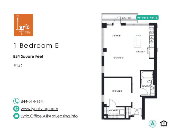 Floor Plan  a floor plan of 1 bedroom unit e