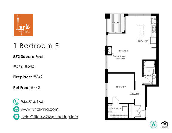 Floor Plan  a floor plan of the 1 bedroom unit