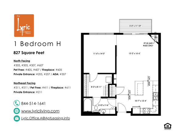 Floor Plan  a floor plan of the 1 bedroom unit