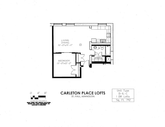 Floor Plan  floor plan of  B Building 1 Bedroom LC at Carleton Artist Lofts