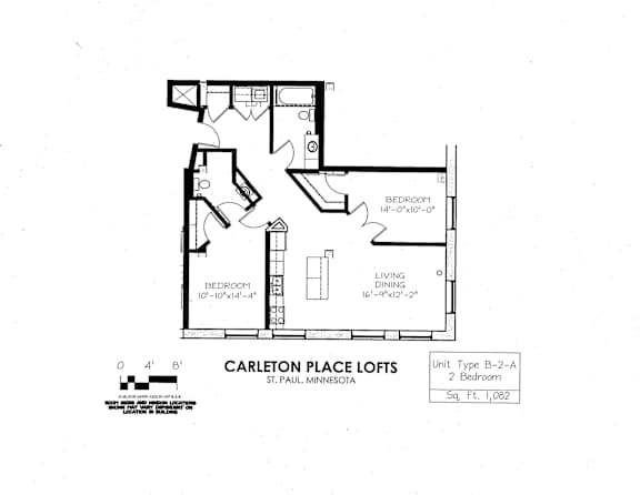 Floor Plan  floor plan of  B Building 2 Bedroom A at Carleton Artist Lofts