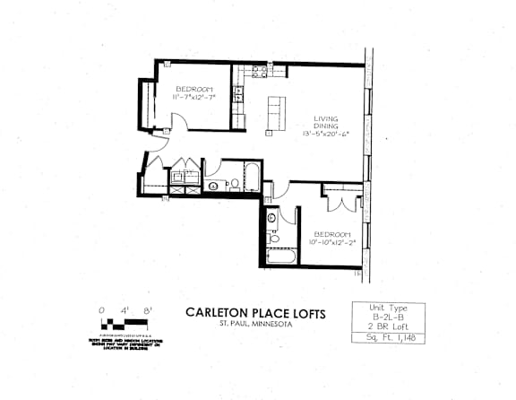 Floor Plan  floor plan of  B Building 2 Bedroom LB at Carleton Artist Lofts