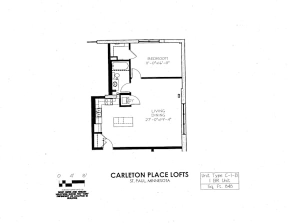 Floor Plan  floor plan of C Building 2 Bedroom LB at Carleton Artist Lofts
