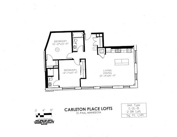 Floor Plan  floor plan of C Building 2 Bedroom LB at Carleton Artist Lofts