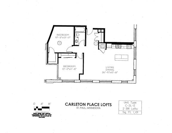 Floor Plan  floor plan of C Building 2 Bedroom LE at Carleton Artist Lofts