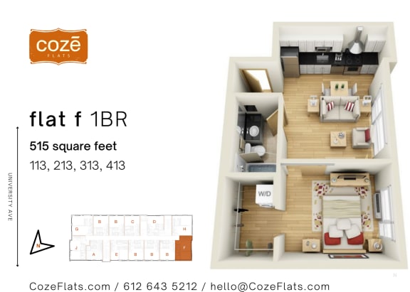 Floor Plan  Flat F 1 Bedroom Floor Plan