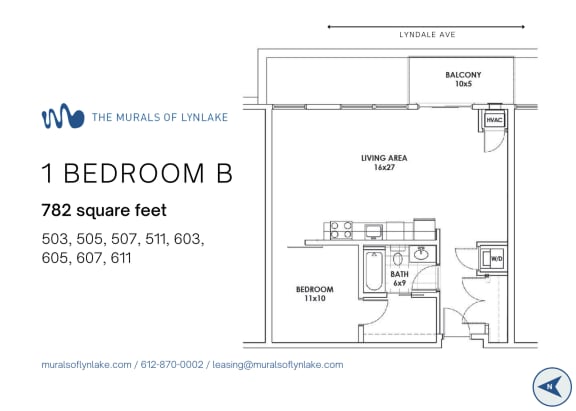 Floor Plan  1 Bedroom B