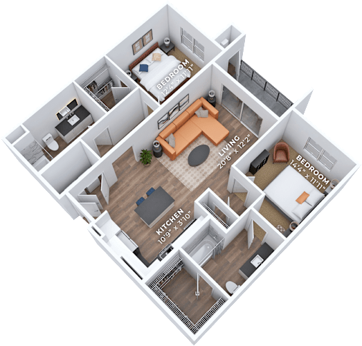 Floor Plan  B1 Floor Plan at Fora Apartments, Las Vegas