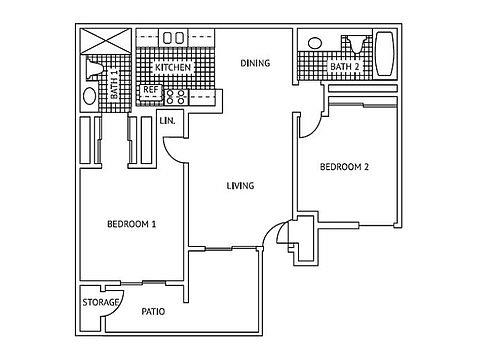 Floor Plan  2 Bed 2 Bath