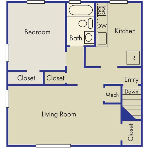 Floor Plan  a floor plan of a room with a closet and a living room