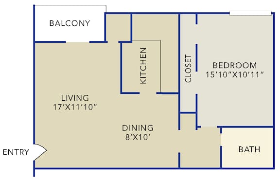 Floor Plan  A floor plan of a house with a living room, dining room, kitchen, bedroom, bathroom, and balcony.