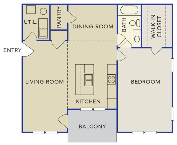Floor Plan  Luxury One Bedroom Apartments in E. Stroudsburg, PA