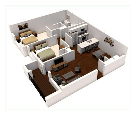 Floor Plan  Two bedroom floor plan 1046 square feet