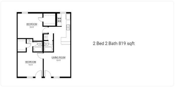 Floor Plan  floor plan of a bedroom apartment at THE EASTWOOD, Texas