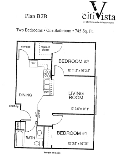Floor Plan  Two bedroom floor plan B at VINTAGE AT CITI VISTA, Nevada