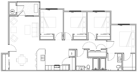Floor Plan  Four Bedroom, two bathroom floor plan at COPPER MESA, Nevada