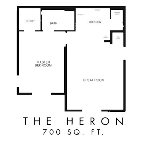 Floor Plan  A black and white image of a floor plan for a 700 square foot property.