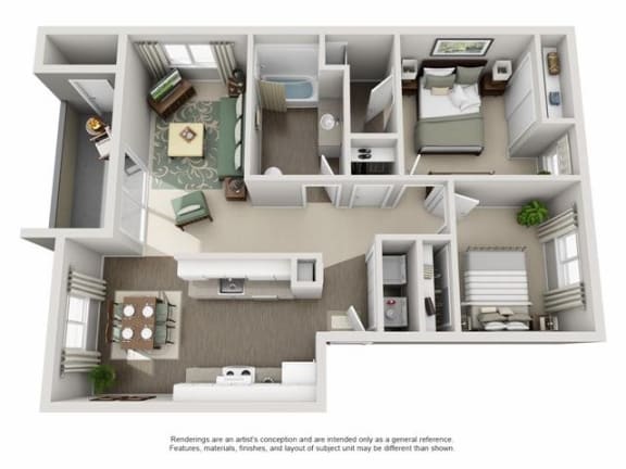 Floor Plan  2 bed 2 bath at TOWNSHIP Apartments, Oregon