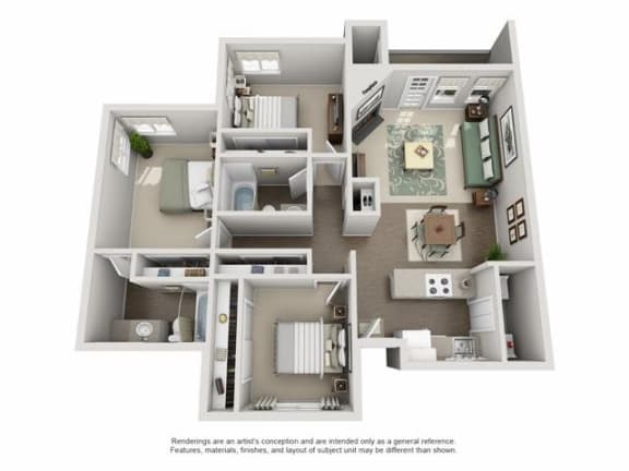 Floor Plan  2 bed 2 bath C at TOWNSHIP Apartments, CANBY, OR