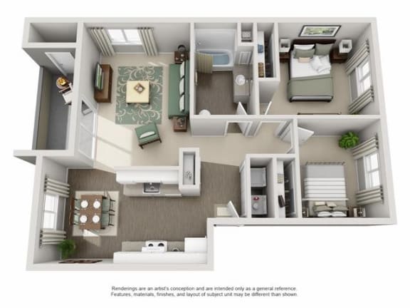 Floor Plan  2 bed 2 bath A at TOWNSHIP Apartments, CANBY, OR 97013