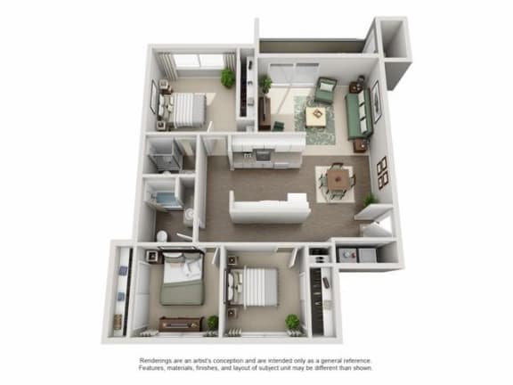 Floor Plan  2 bed 2 bath D at TOWNSHIP Apartments, CANBY, Oregon