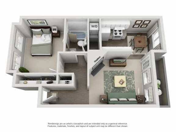 Floor Plan  Two bedroom floor plan at TOWNSHIP Apartments, CANBY