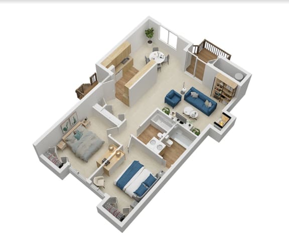 Floor Plan  Township Sherwood 2 bedroom 3D floor plan