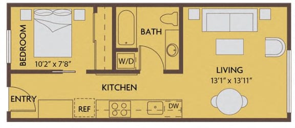 Floor Plan  1 bed 1 bath 528 square feet floor plan