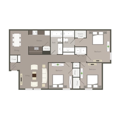 Floor Plan  Clarkston Station Apartments in Clarkston Georgia photo of three bedroom floorplan