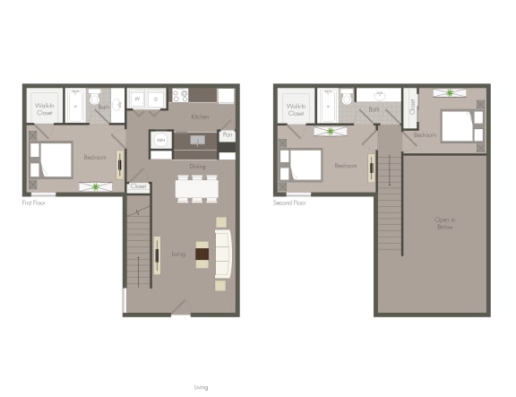 Floor Plan  Clarkston Station Apartments in Clarkston Georgia photo of three bedroom townhome floorplan