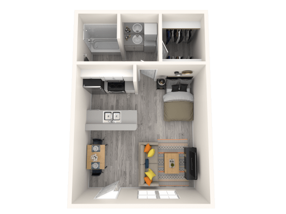 Floor Plan  Tempe, AZ Apartments - Sono Tempe - 3D Floorplan of our Studio, Olsen Floorplan