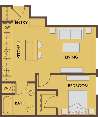 Floor Plan  1 bed 1 bath 638 square feet floor plan