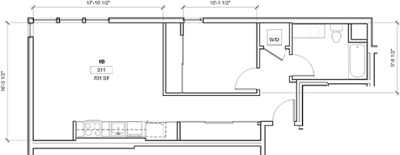 Floor Plan  1 Bed - 1 Bath, 738 sq ft, 1 Bedroom A floor plan