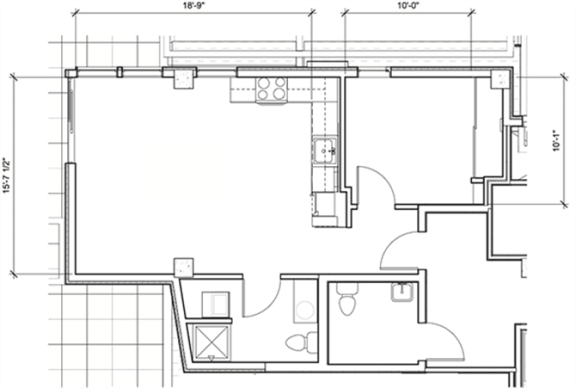 Floor Plan  1 Bed - 1 Bath, 691 sq ft, 1 Bedroom C floor plan